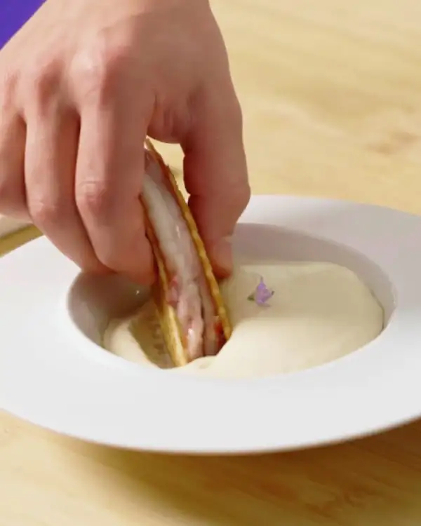 #2 Red Mullet Wafer with Potato Foam & Orange