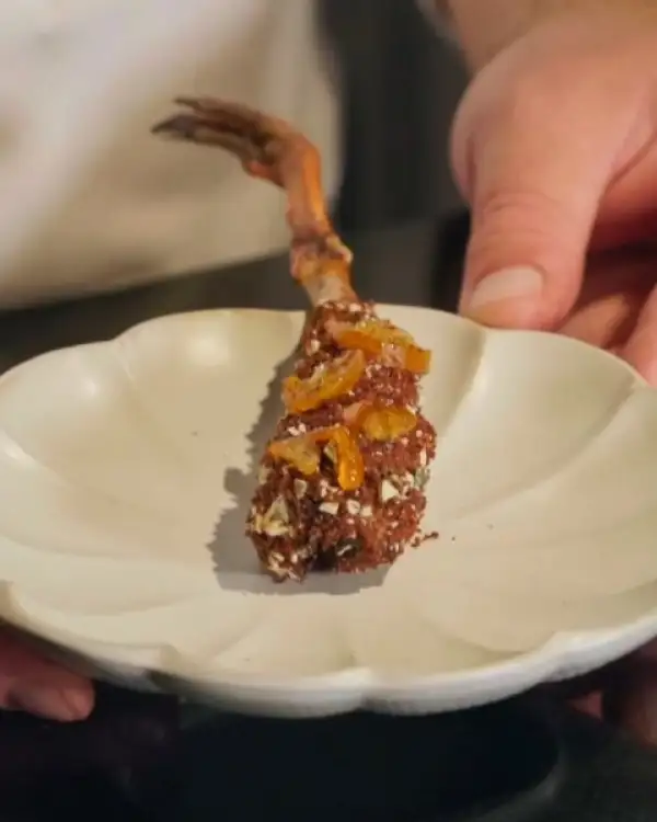 #6 Red-legged Partridge Lollipop with Confit Kumquat