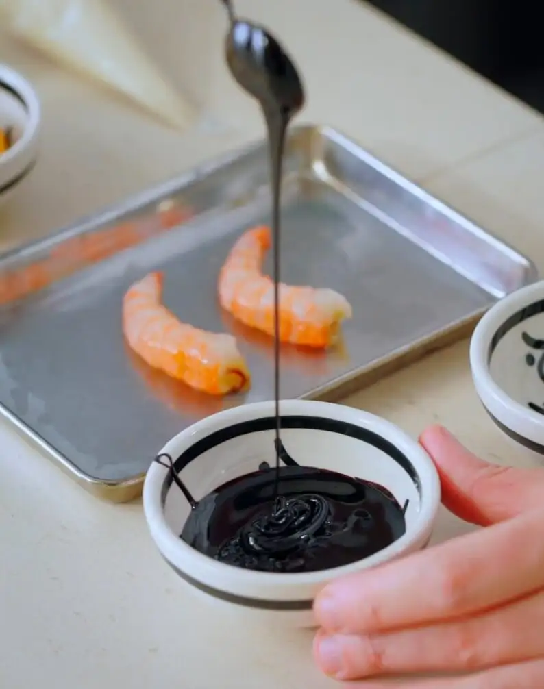#3 Carob Marinated Red Shrimp with Garum Mayonnaise
