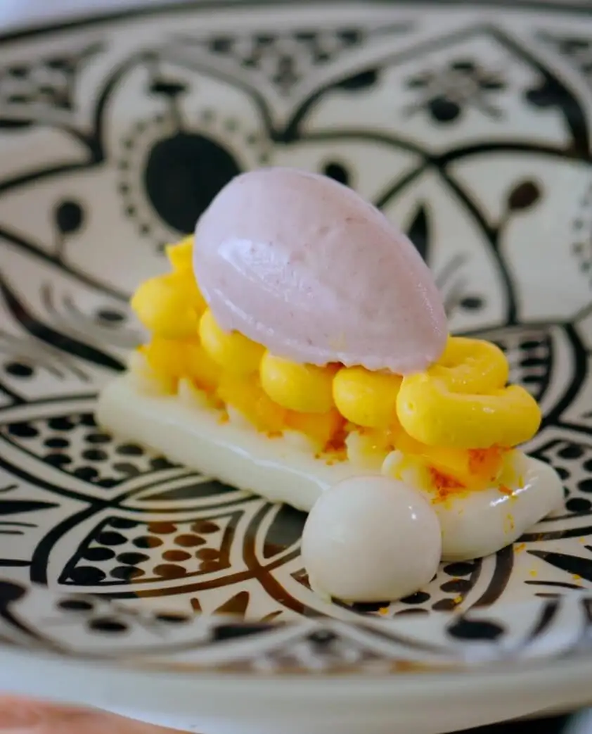#7 Kalamata Olive Ice Cream with Mango and Coconut