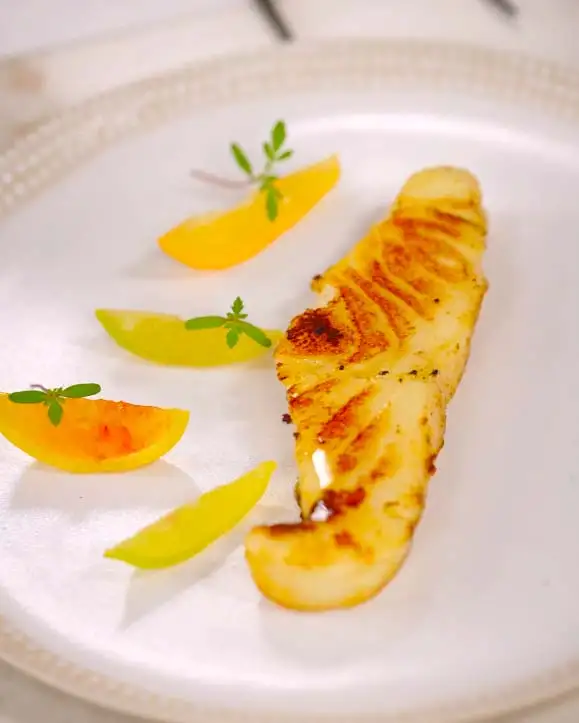 #9 Caramelized Toothfish, Yuzu Opaline & Herb Roll