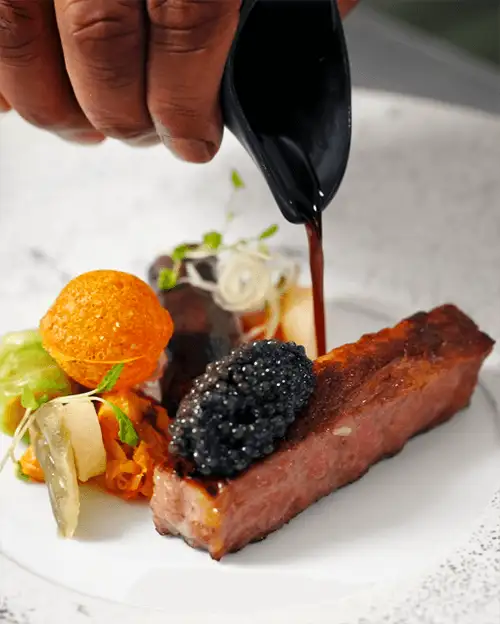 #8 Wagyu with Tandoori Ball, Sambai Sauce & Caviar