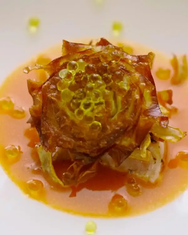 #4 Red Mullet, Artichoke & Olive Oil Pearls
