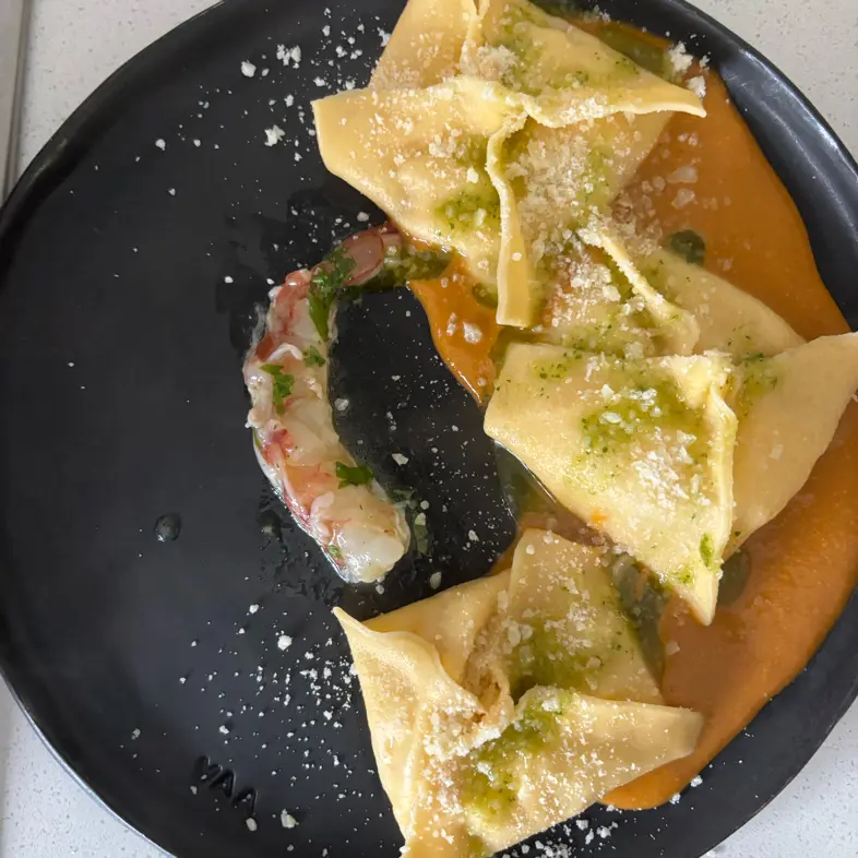 creation thumb for Homemade Pasta Stuffed with Prawns and Bisque