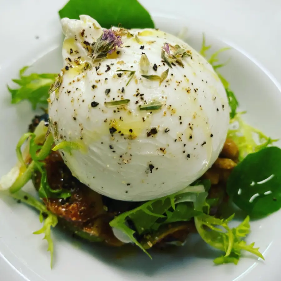 creation thumb for Burrata with fig tartare, walnuts, and balsamic vinegar