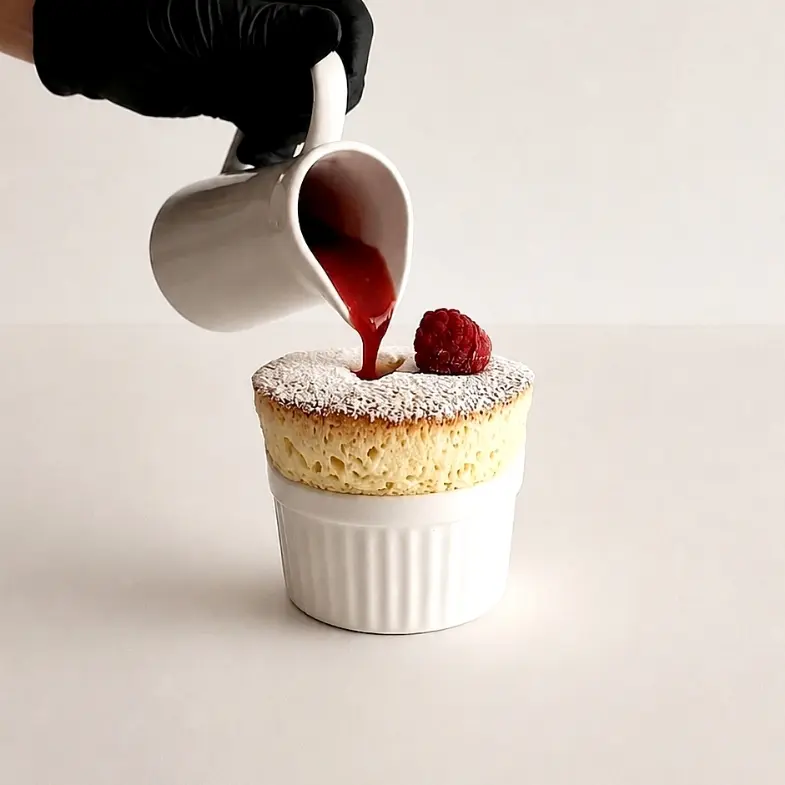 White Chocolate and Raspberry Soufflé 
