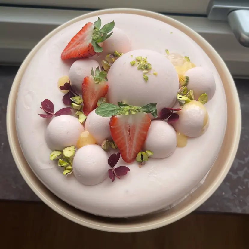 creation thumb for Strawberries - yuzu - elderflower - pistachios