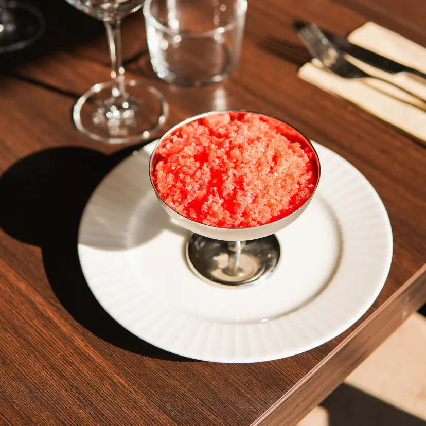 creation thumb for Blood orange granité, yoghurt foam and olive oil