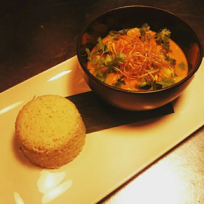creation thumb for orangen hühner curry  mit reis