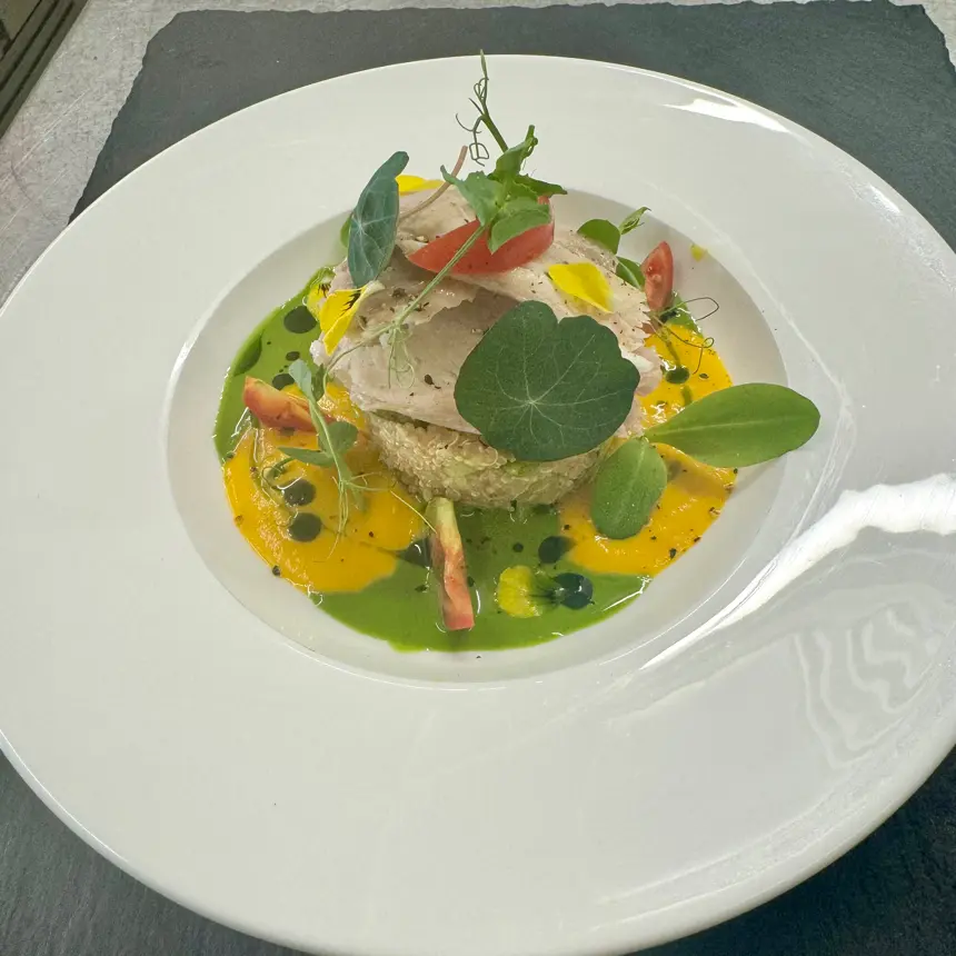 creation thumb for Smoked Eels, Quinoa, Pumpkin & Parsley cream, Green oil