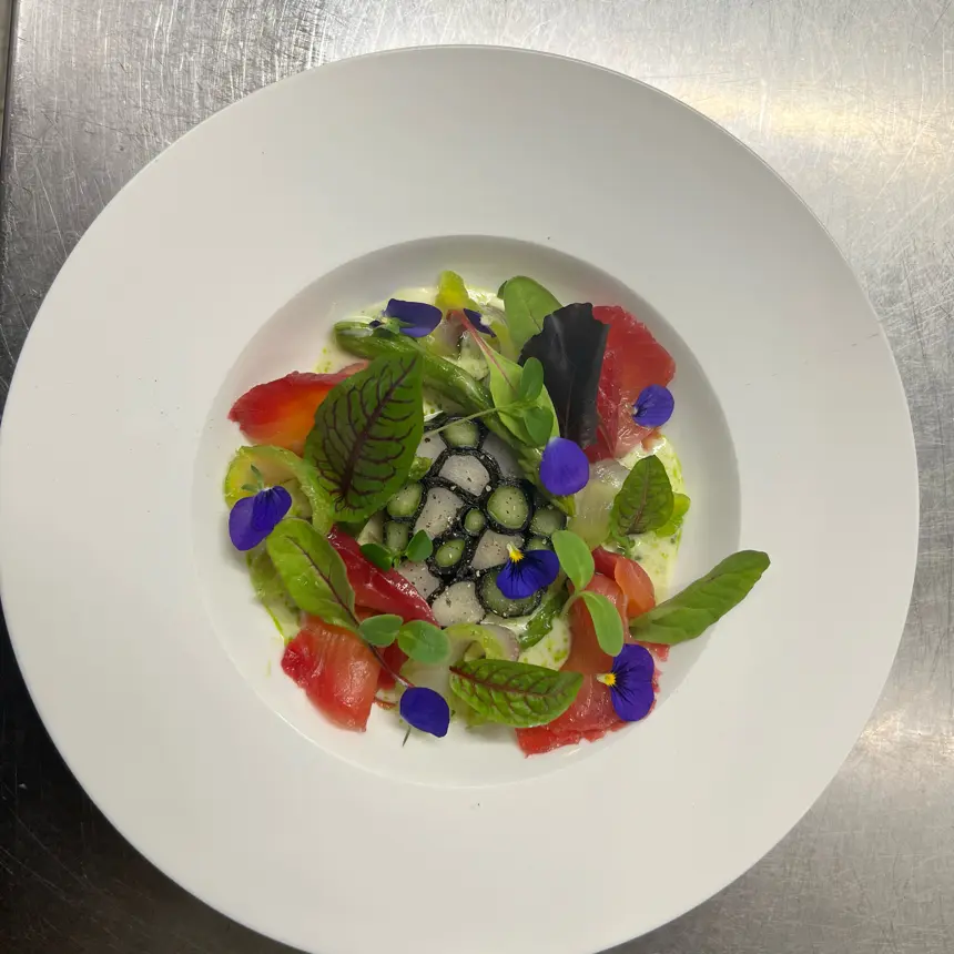 creation thumb for Asparagus Mosaik, Graved Salmon