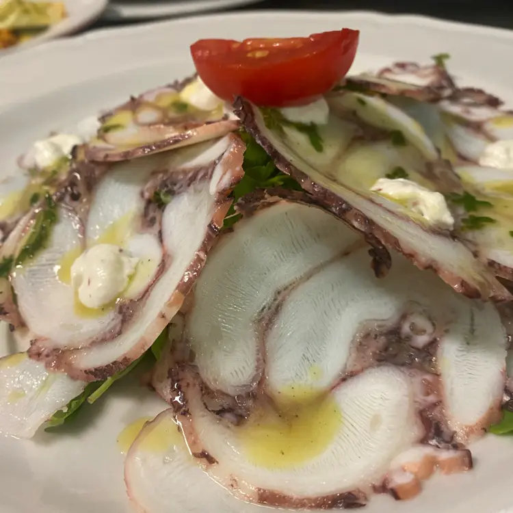 creation thumb for Octopus carpaccio with citronette and pink pepper burrata