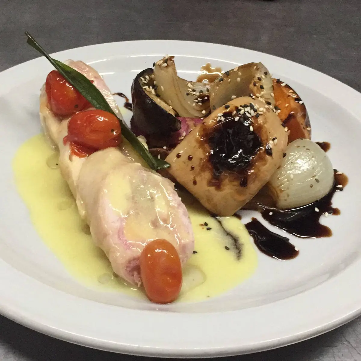 creation thumb for Stuffed Chicken with Ham and Leeks with Caramelized Vegetables