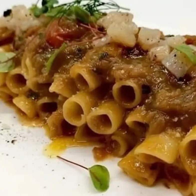 creation thumb for Candele con genovese di Pesce Spada Chef Antonino Cuccurullo