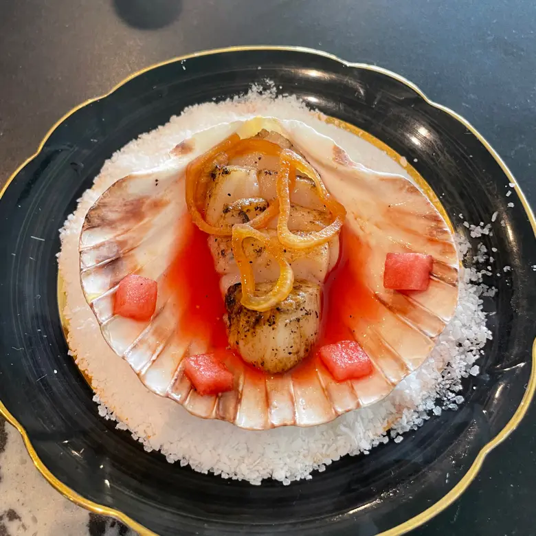 creation thumb for Seared scallops with a watermelon ponzu