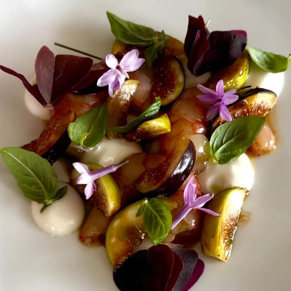 creation thumb for Red Sanremo Prawns, Bottarga, Figs & Basil