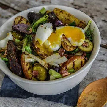 creation thumb for Grilled Potato Salad with Soft-Boiled Eggs
