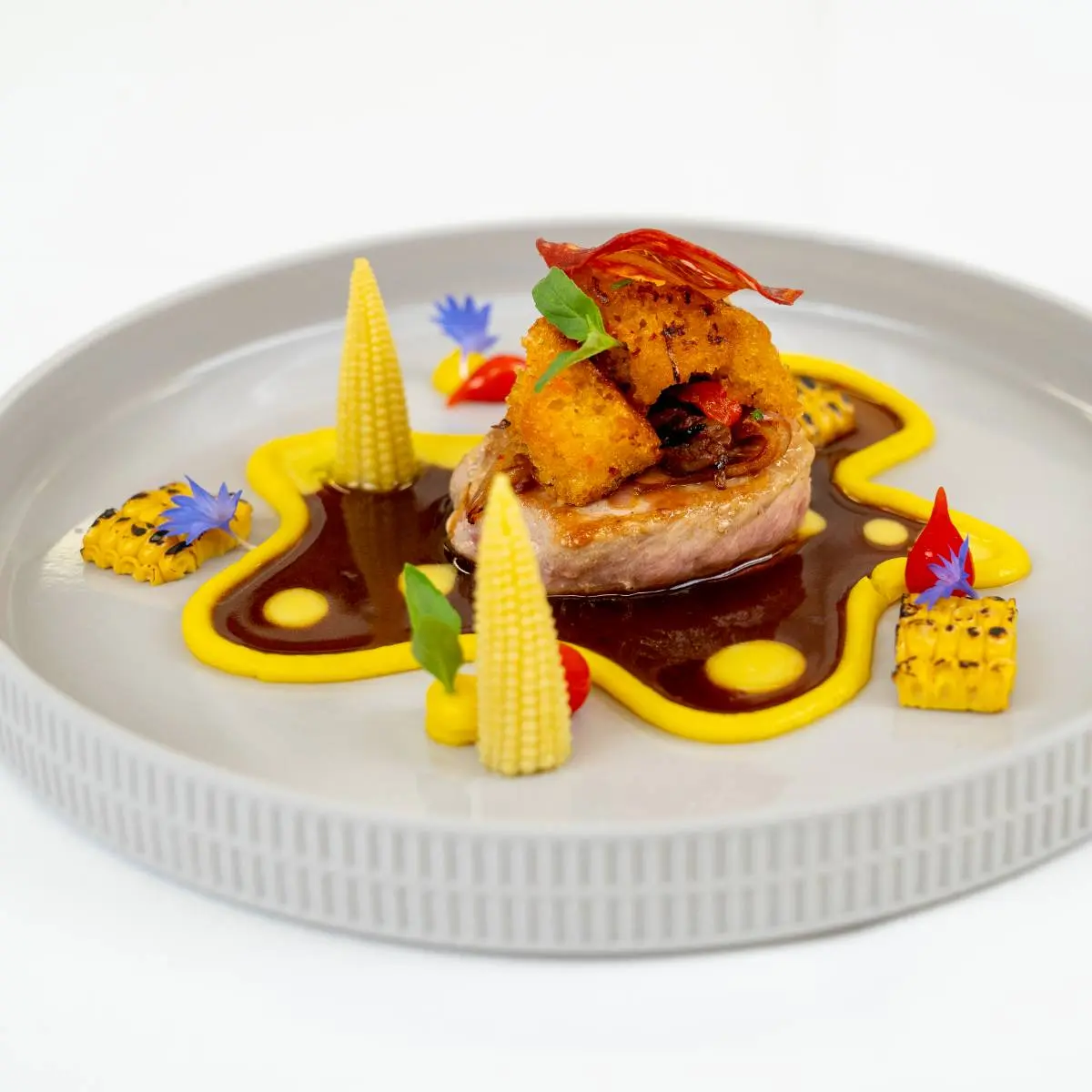creation thumb for Iberico with bread salad and corn 🌽