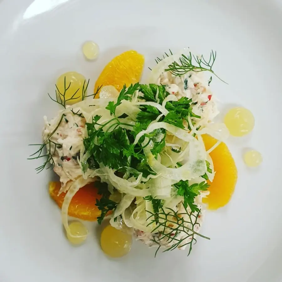 creation thumb for Guernsey crab with orange, fennel and citrus gel