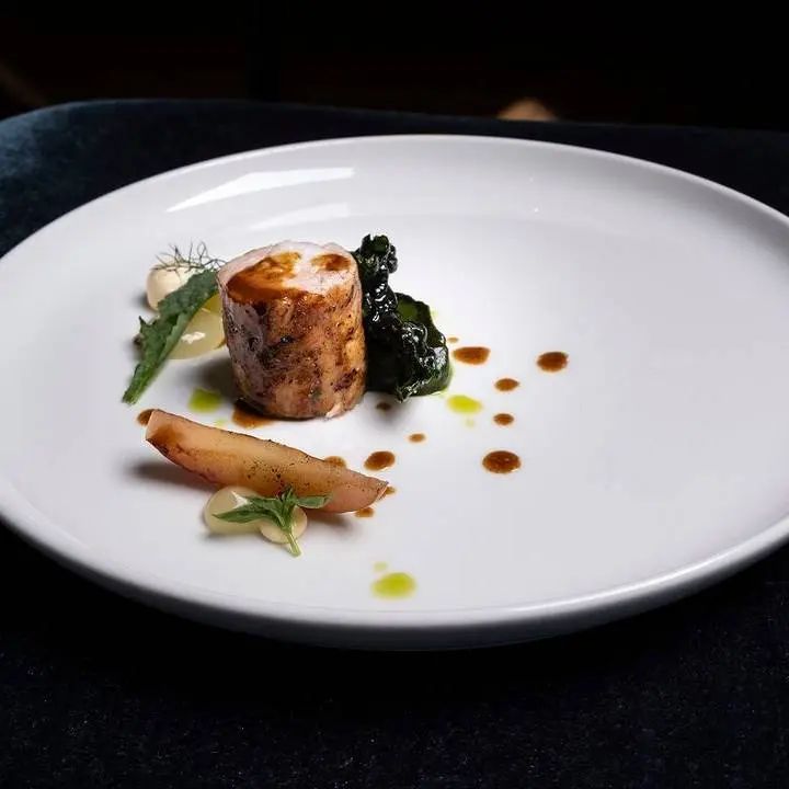 creation thumb for Rabbit in Crépinette, Kale, Apple Gel Spadellato Wedge