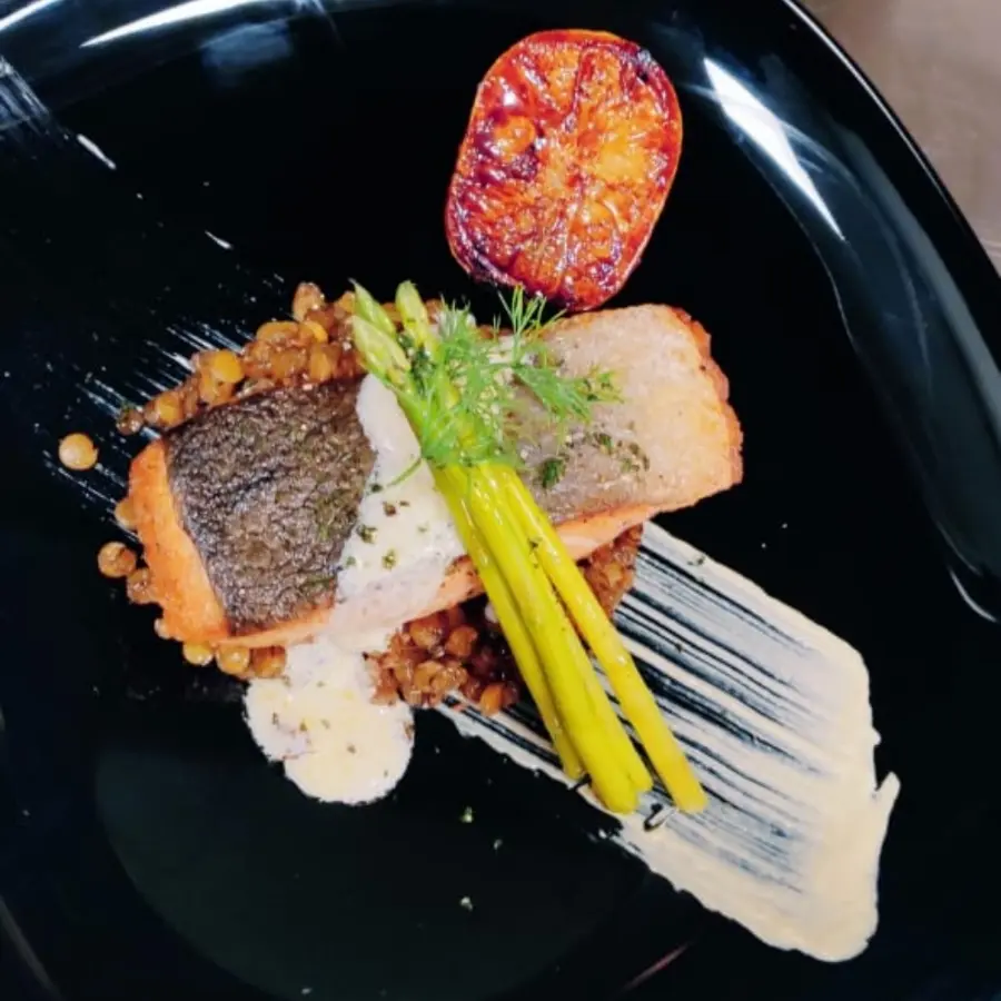 creation thumb for Salamona grilled asparagus lemoni butter sauce