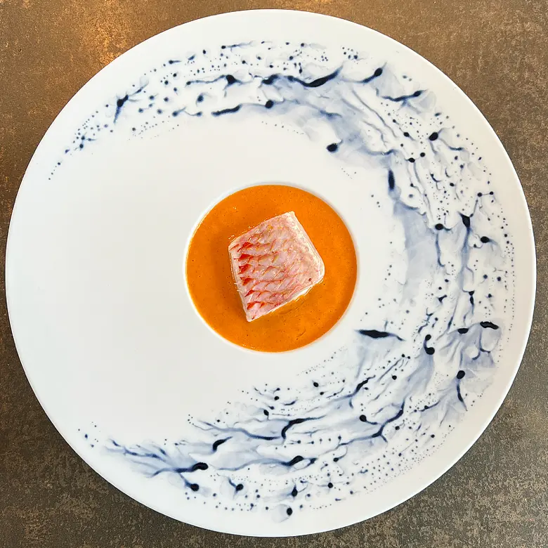 creation thumb for Red mullet fish with smoked bell pepper sauce