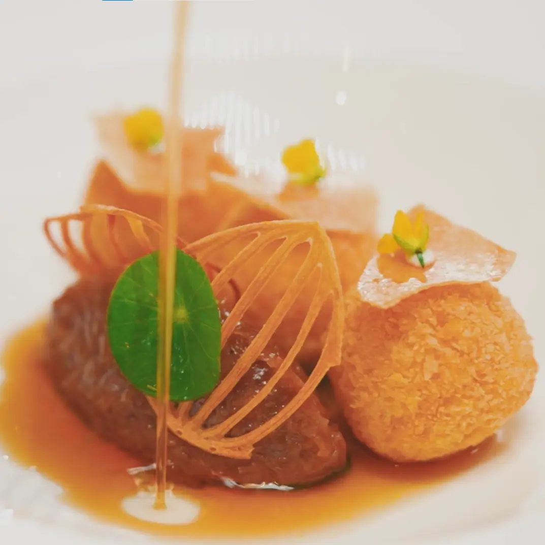 creation thumb for French onion consommé with cheese pralines