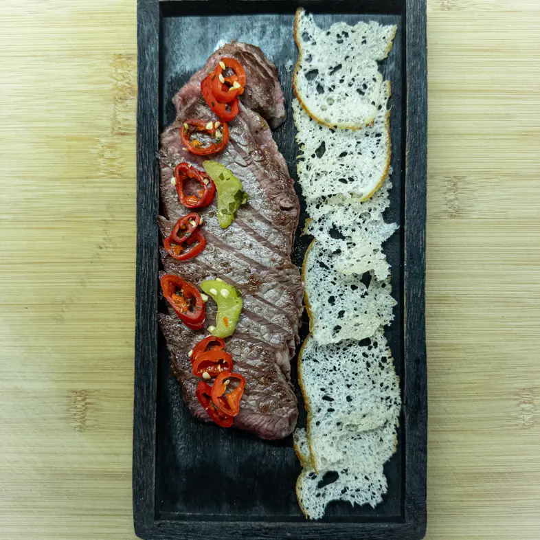 creation thumb for Fermented Chili and American Strip loin Tataki