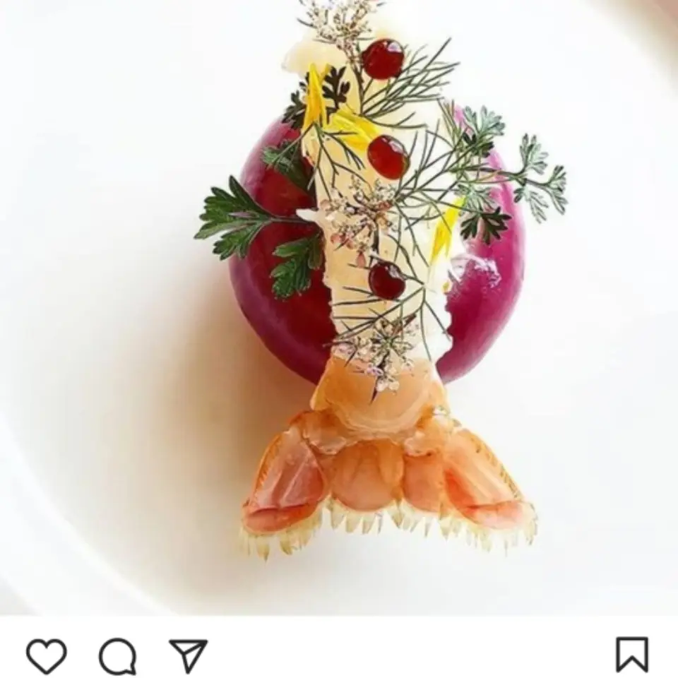 creation thumb for -Shrimp• poached onion stuffed w/burrata-