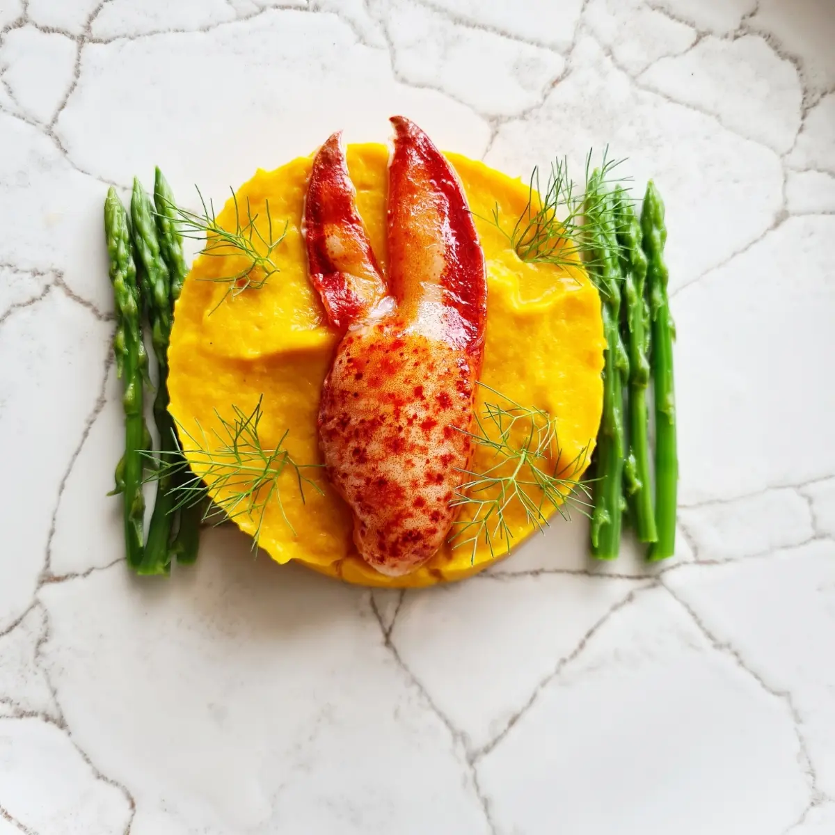 creation thumb for -Lobster•carrot ginger puree•wild asparagus-