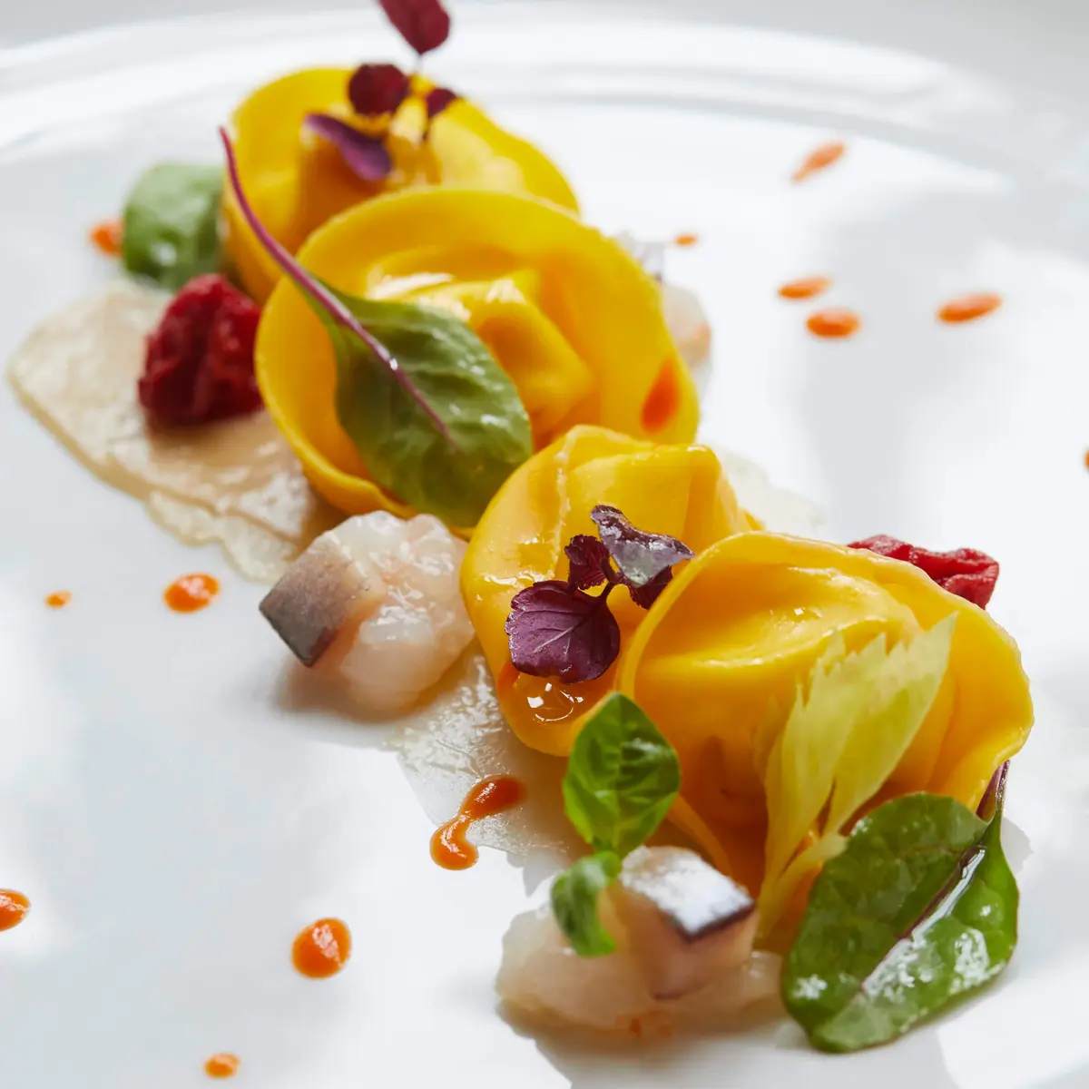 creation thumb for Tortelli, buffalo stracciatella, and smoked mackerel