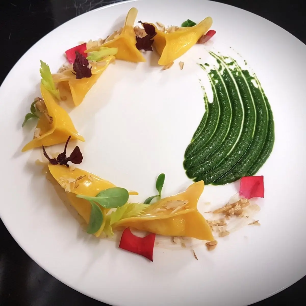 creation thumb for Pecorino ravioli, borage cream......
