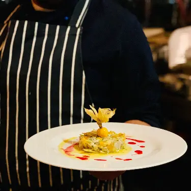 creation thumb for Shrimp tartar with persimmons and chestnuts