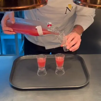 Watermelon, lemon, and mint soda