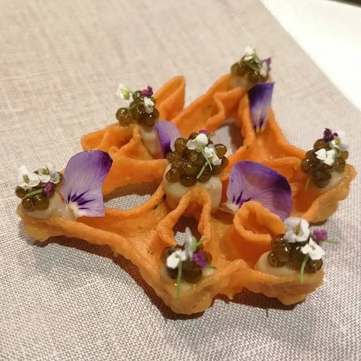 creation thumb for #Savory #cracker #sevrugacaviar #edibleflower #dip 