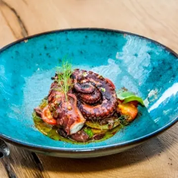 creation thumb for Grilled Octopus, Smoked Chili Potatoes, Vierge Sauce.