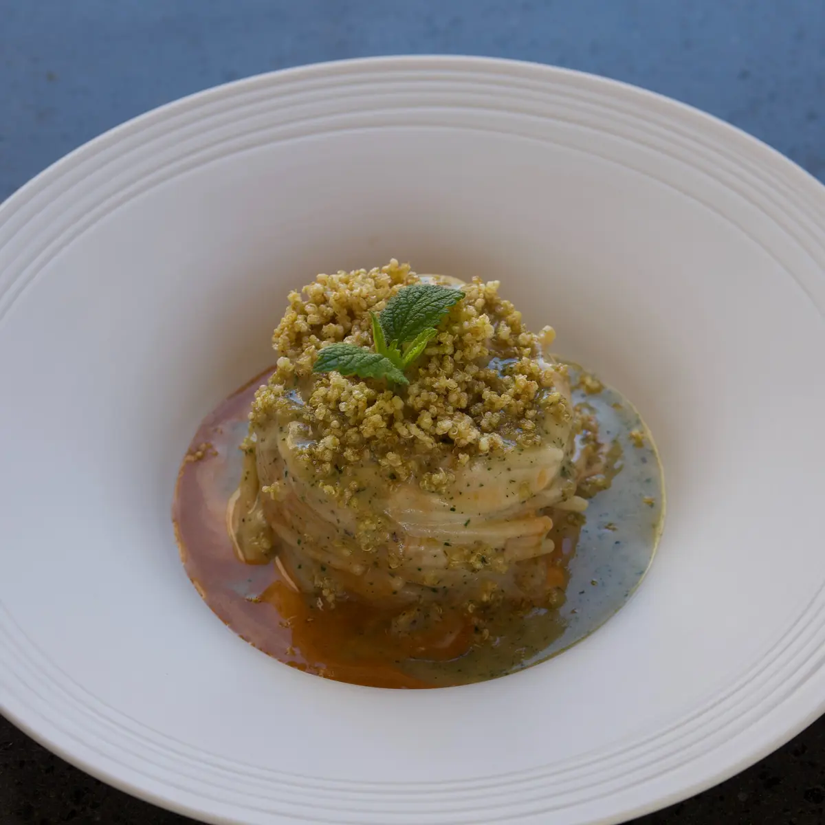 creation thumb for Spaghettone with Almonds, Sea Urchin, and Quinoa