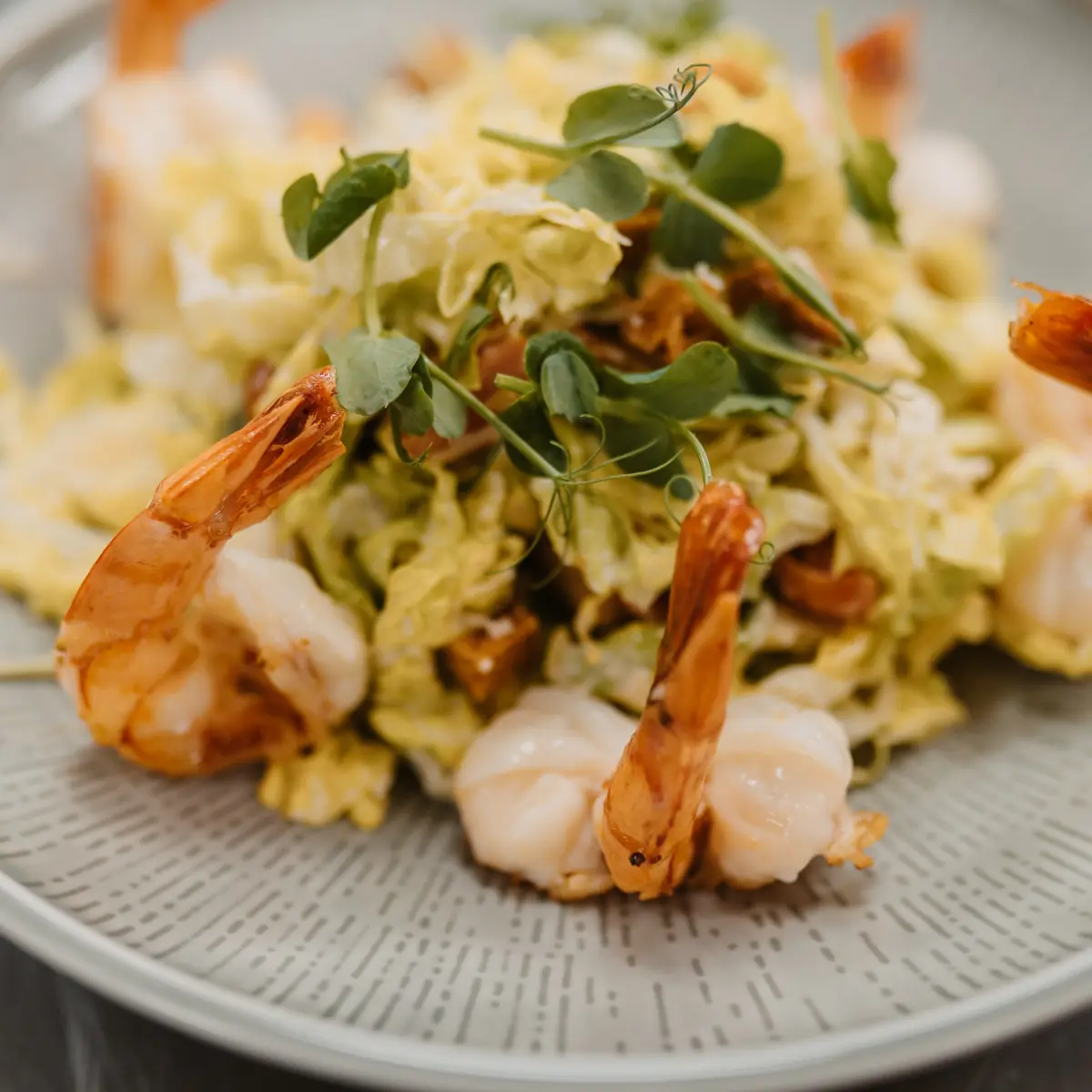creation thumb for Caesar Salat mit gebratenen Knoblauchgarnelen