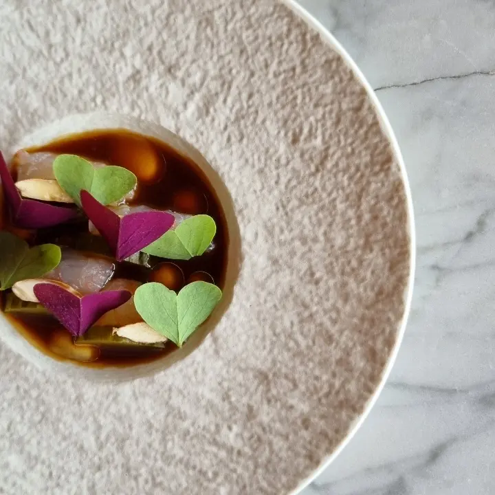 creation thumb for Langoustines, shellfish demi-glace and fermented cucumber