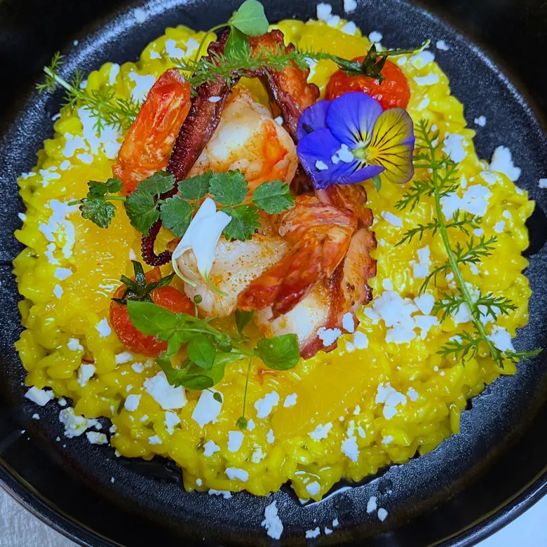 creation thumb for Risotto au Safran et Poulpe avec Crevettes