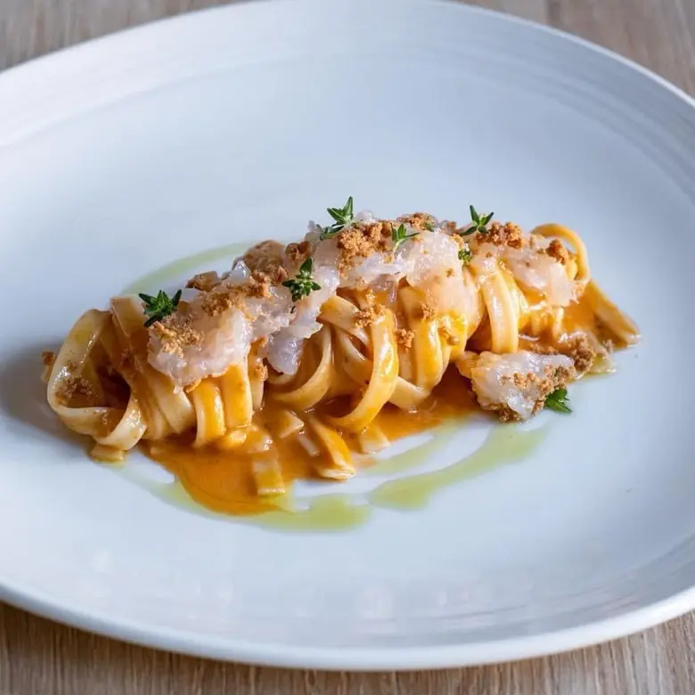 creation thumb for Lemon and pepper ribbon, scampi, bottarga and thyme