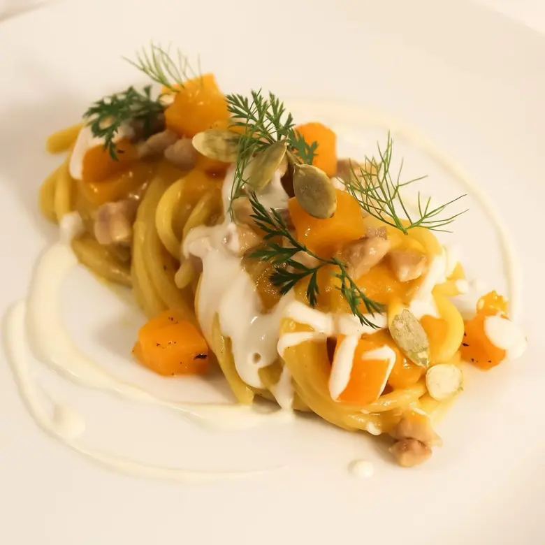 creation thumb for Troccolo, pumpkin, pecorino, farmyard ragù