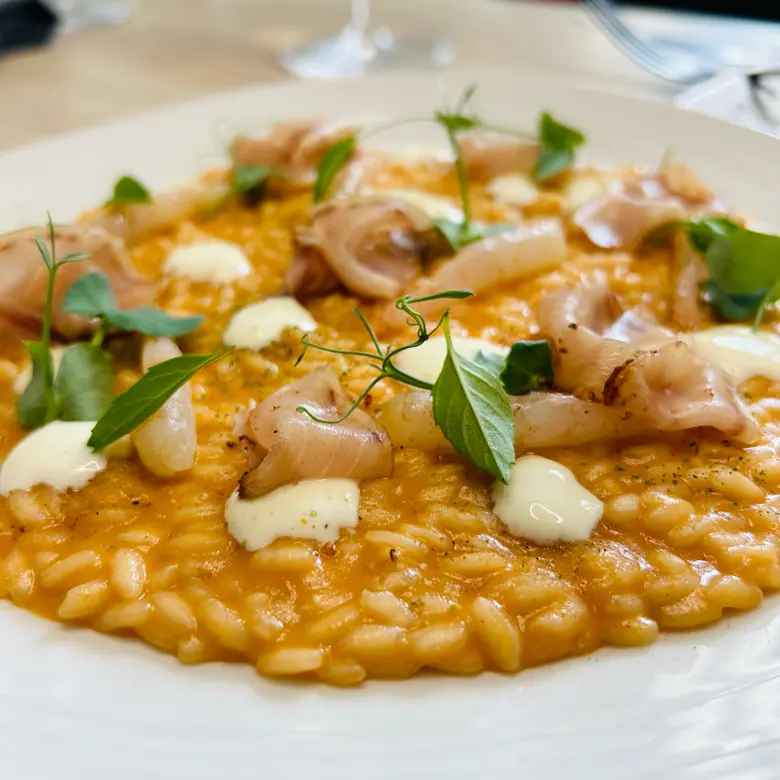 creation thumb for Carnaroli, prawns, sour cream, fish bacon, lemon