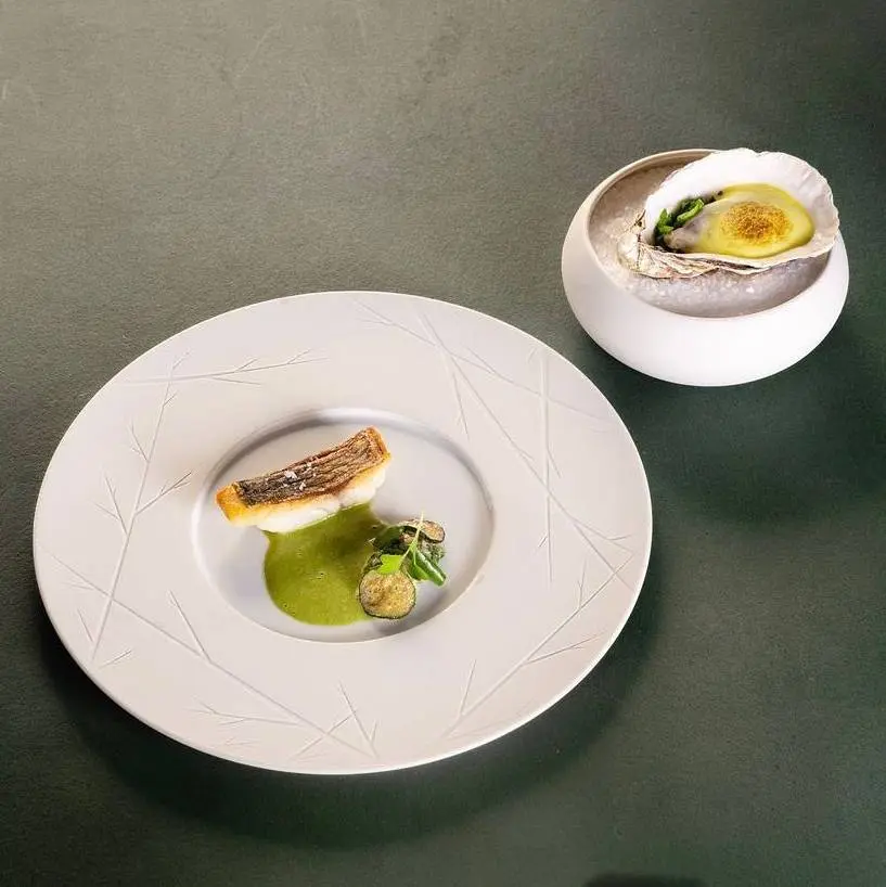 creation thumb for Wild Sea Bass|Irish Mor Oyster|Turnip Greens|Japanese Ginger