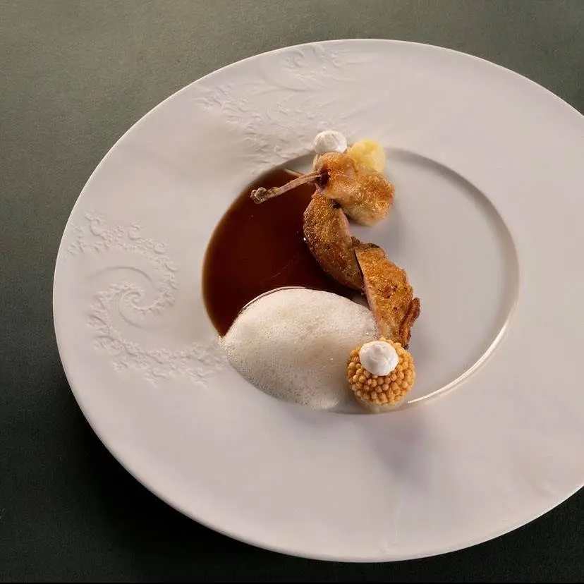 creation thumb for Quail | Fermented Cabbage | Bacon | Foie