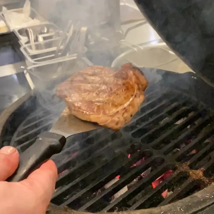 creation thumb for Big Green Egg vs Dry Aged Black Angus Rib Eye