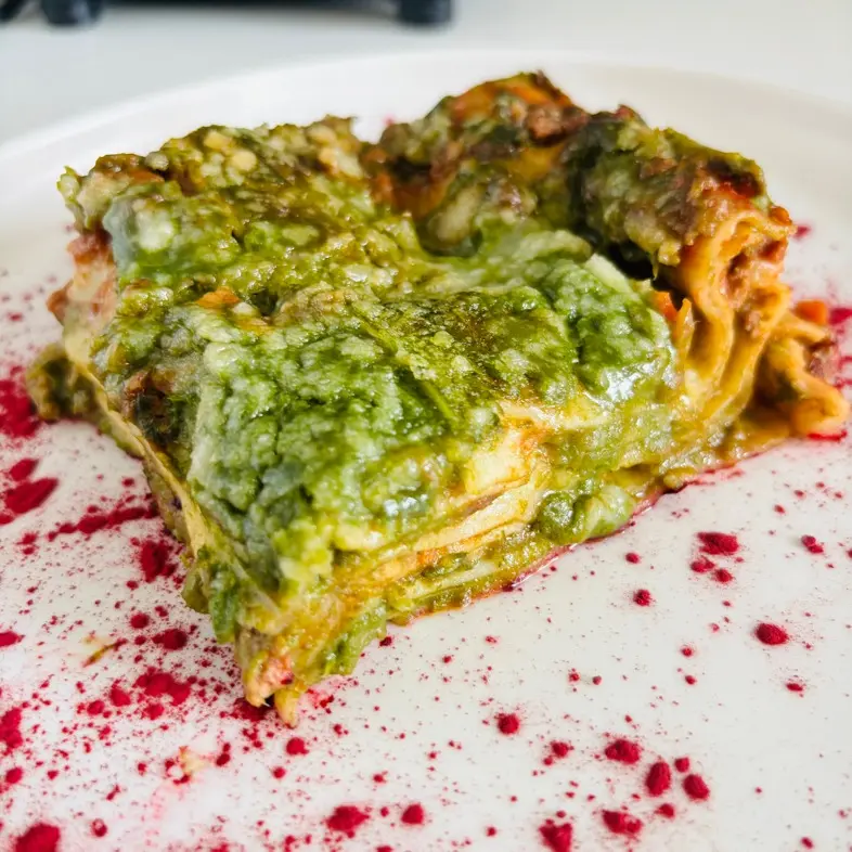 creation thumb for Vegan Lasagna with Turnip Greens Béchamel