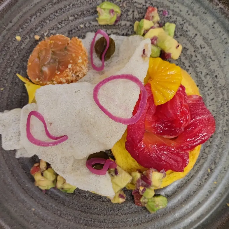 creation thumb for gebeizter Lachs|Reiscracker|Avocado|rote Zwiebel
