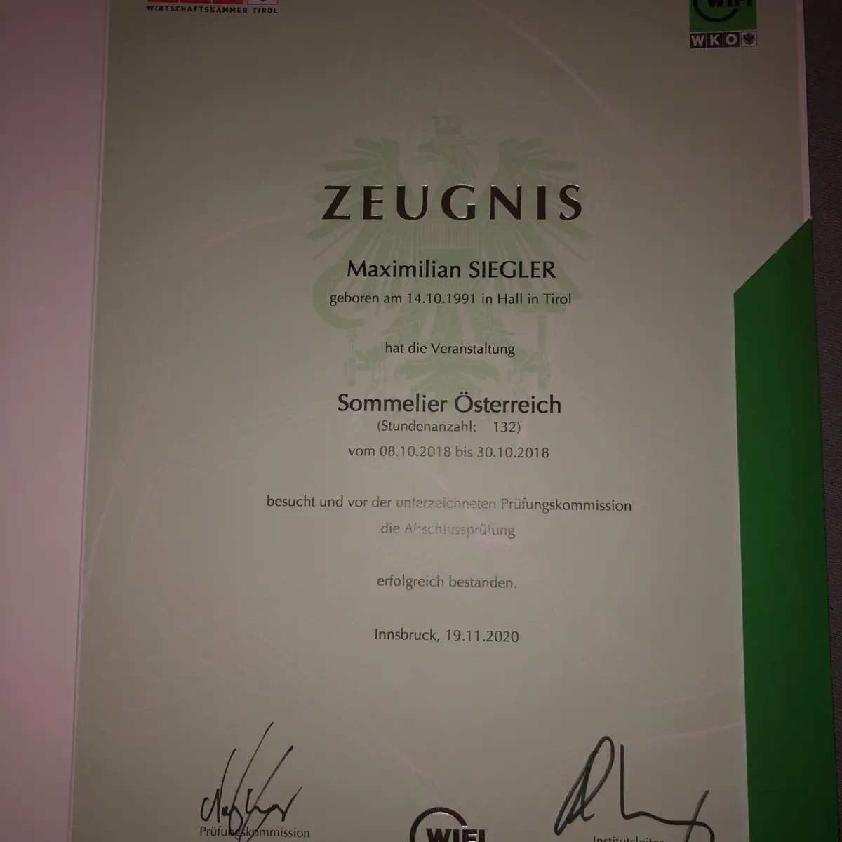 creation thumb for Certificate of Sommelier