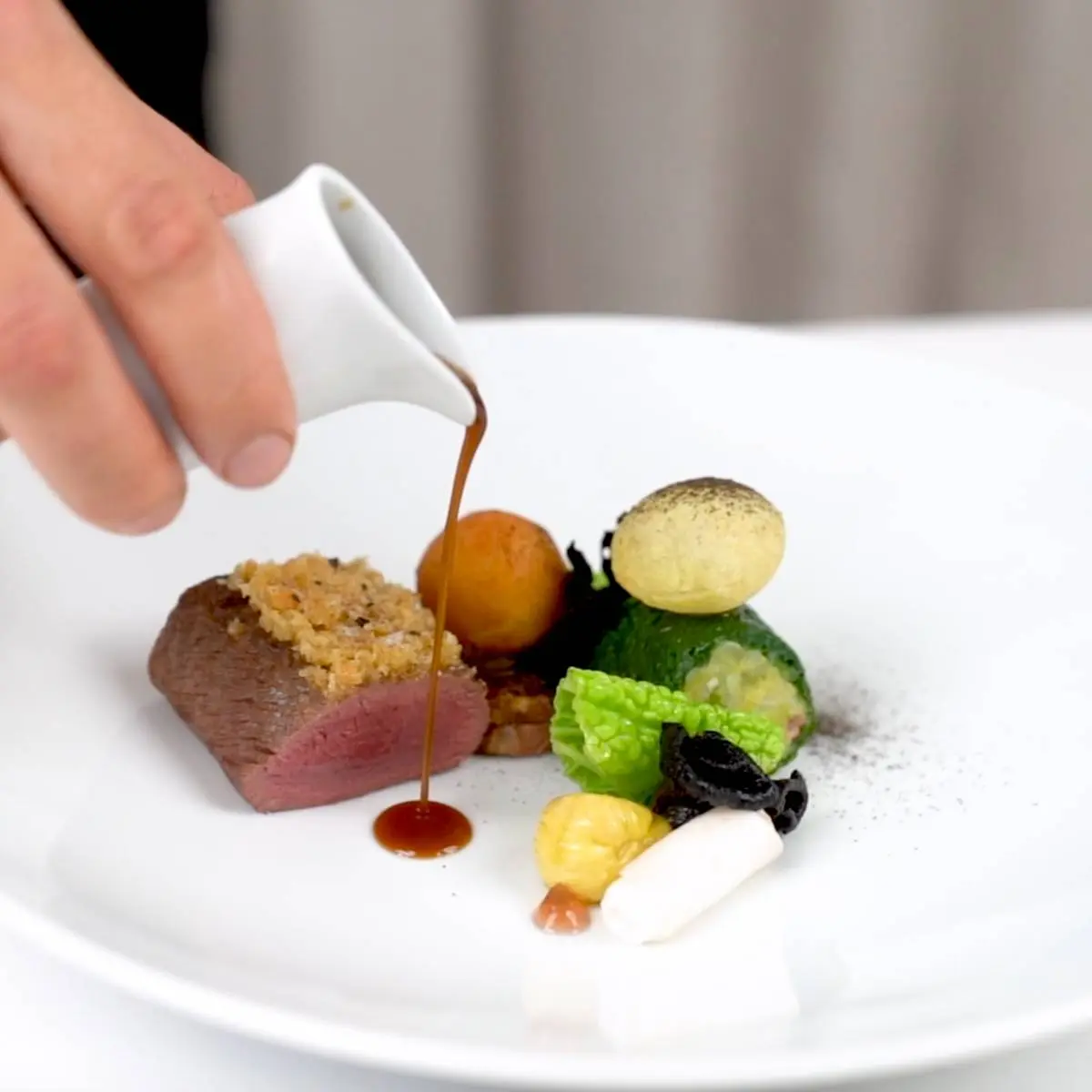 creation thumb for Deer with savoy, lardo and autumn trumpets